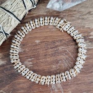 sterling silver goldtone stone tennis bracelet